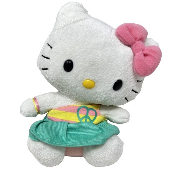 Ty Hello Kitty Beanie Plush Lot Hippie Peace Dress Red Jumper 2009 2010 6 Inch - Picture 5 of 13